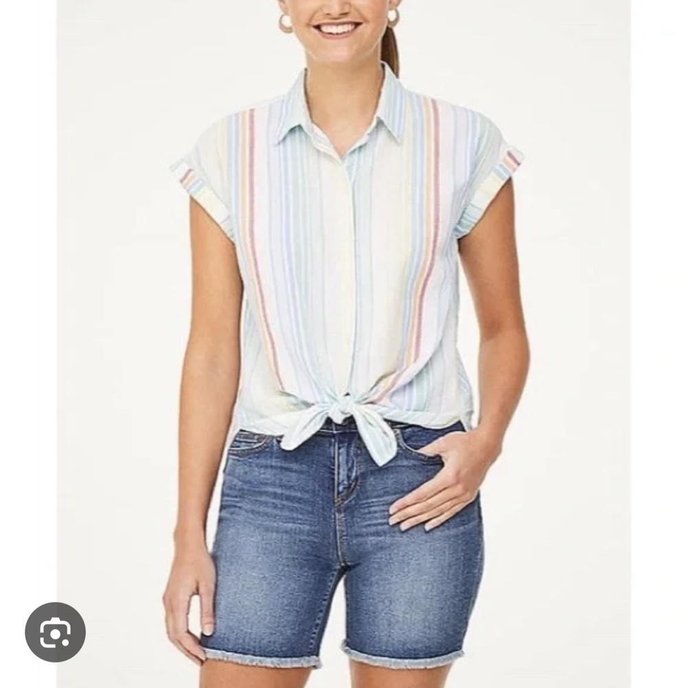 Loft Collar Button Down with Tie Front